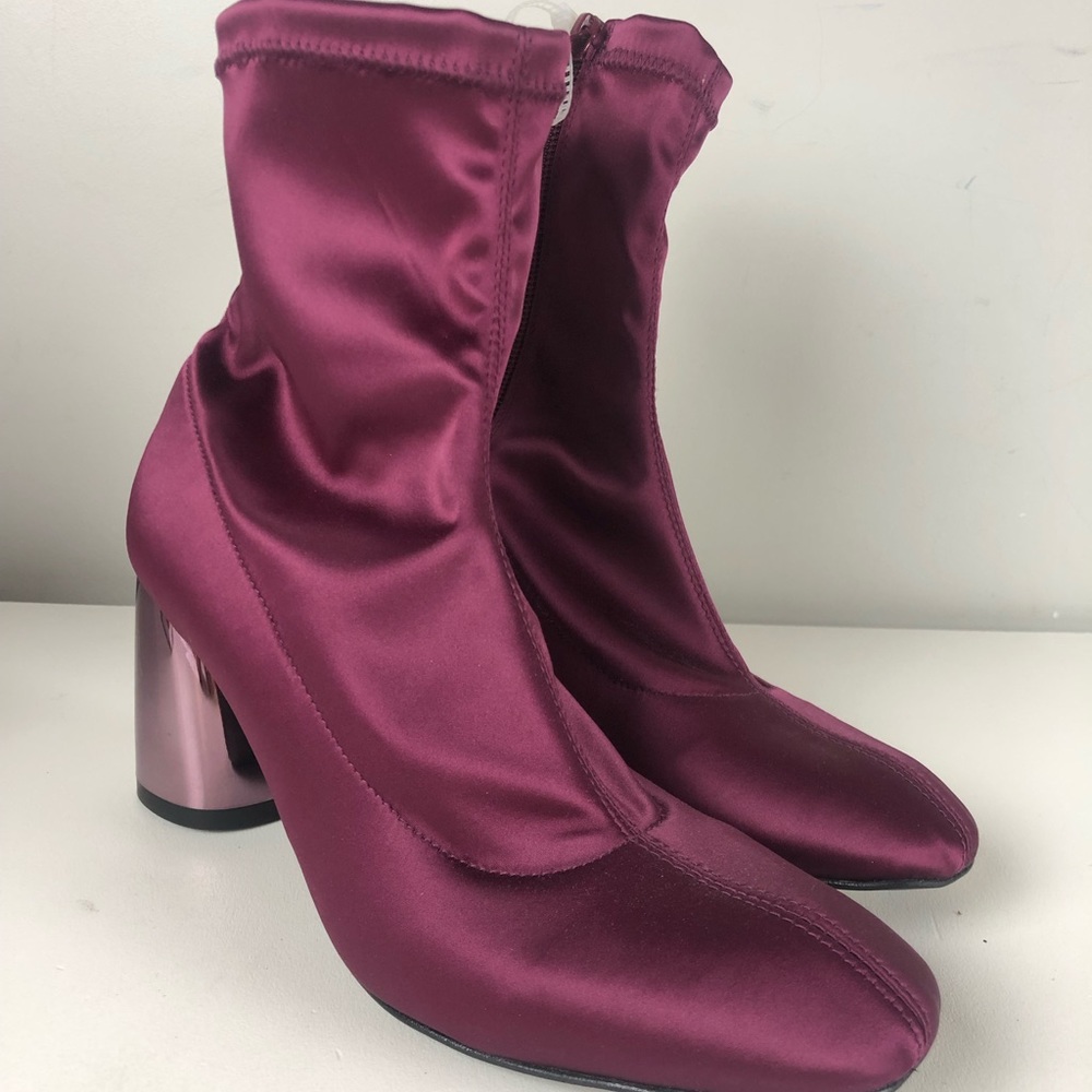 Free People Sock Bootie Boot Metallic Mirror Heel NEW